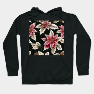 Vintage Florals Christmas Poinsettia Watercolor Hoodie